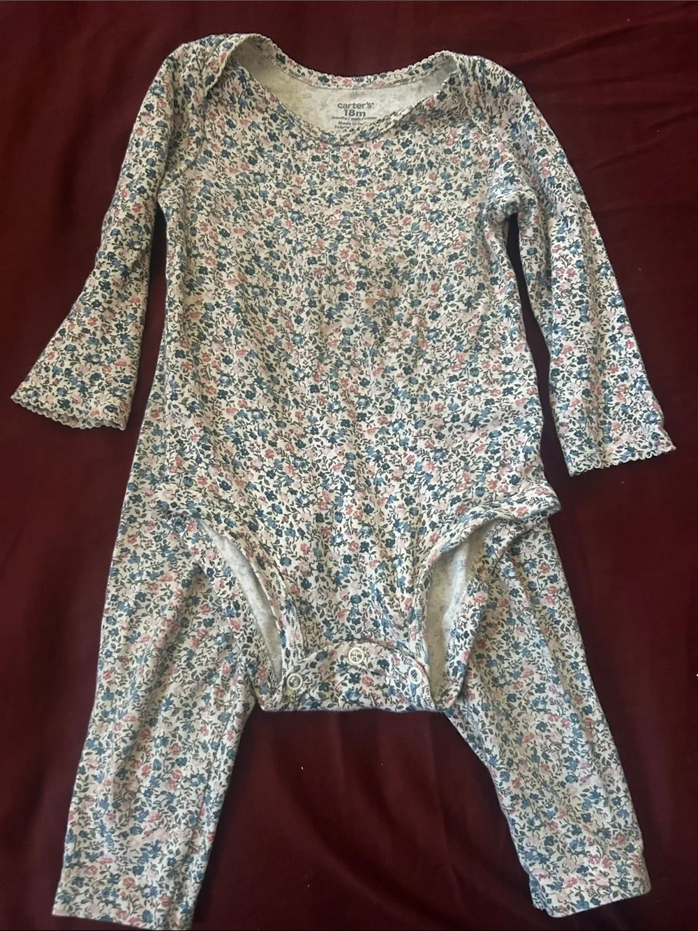 Carter's Girls Pastel Floral & Hooded Layered Set - Blue, Lavender, Cream - Picture 7 of 8